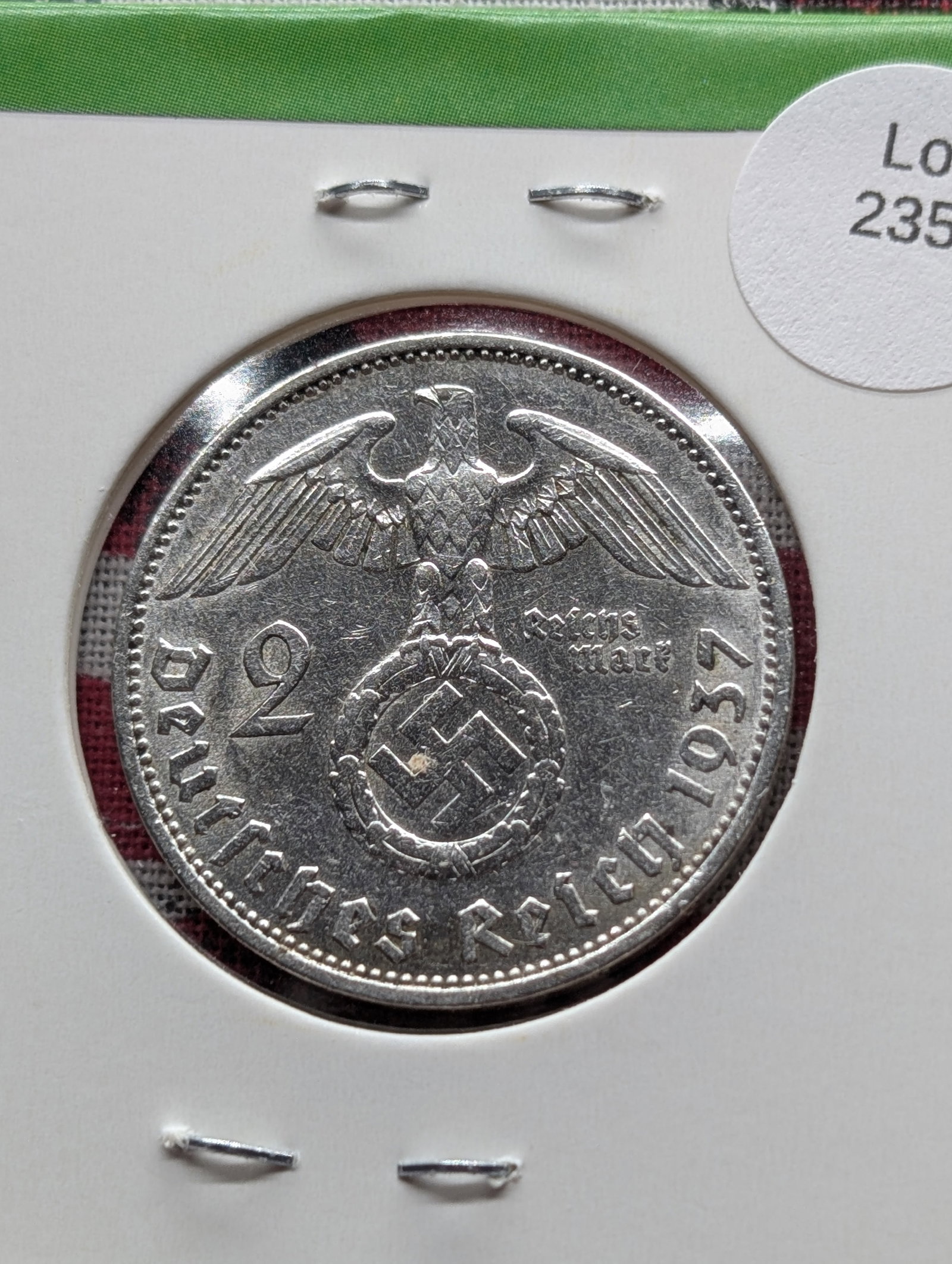 1937A 2 Reichsmark 62.5% Silver: 1937A 2 Reichsmark 62.5% Silver