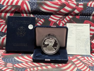 1997-P American Silver Eagle, One Ounce Proof Silver Bullion Coin In OGP With COA - One Troy Ounce