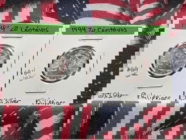 2 1944-D Philippines 20 Centavos 75% Silver