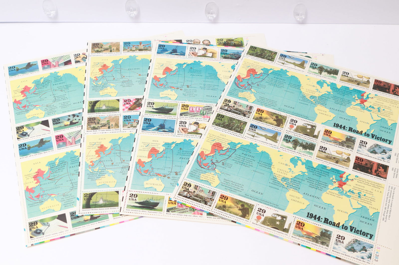 1991–1994 World War II 50th Anniversary Commemorative Sheets (Scott #2559, #2697, #2765, #2838) (1 of 7)