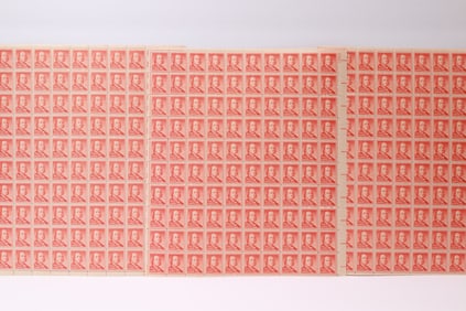 Three Sheets of 1954 Benjamin Franklin 1¢ Stamp (Scott #1030)