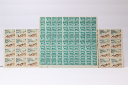 Two Full Sheets of U.S. Postage Stamps – 1966 National Parks Centennial (2¢) and 1960 Palace of
