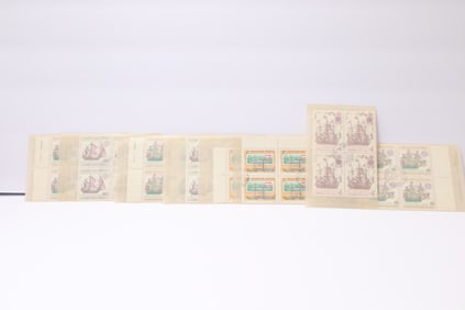 Eastern European Ship-Themed Stamp Blocks