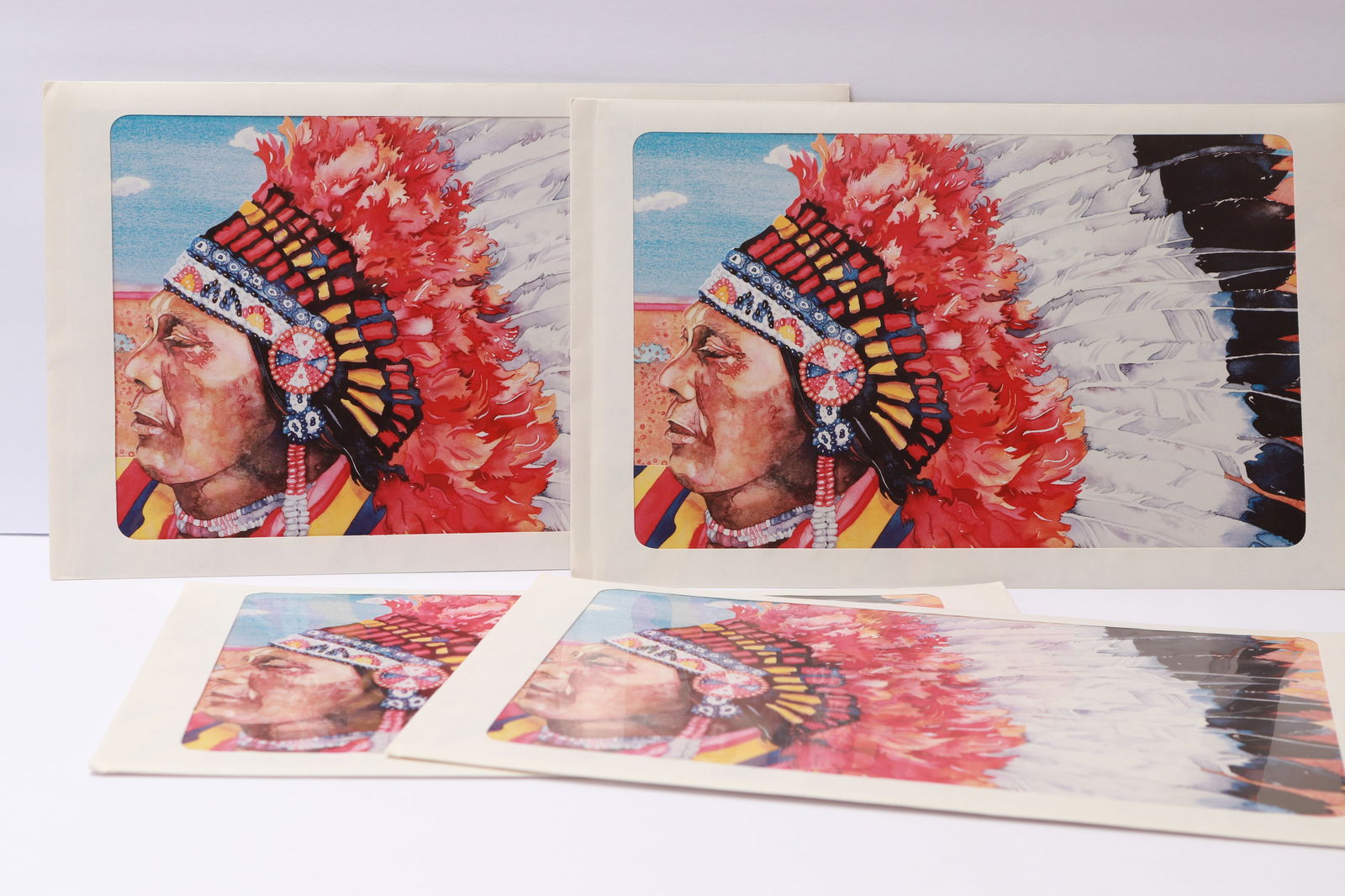 1990 Indian Headdresses Commemorative Stamp Panels (Set of 4) (1 of 1)
