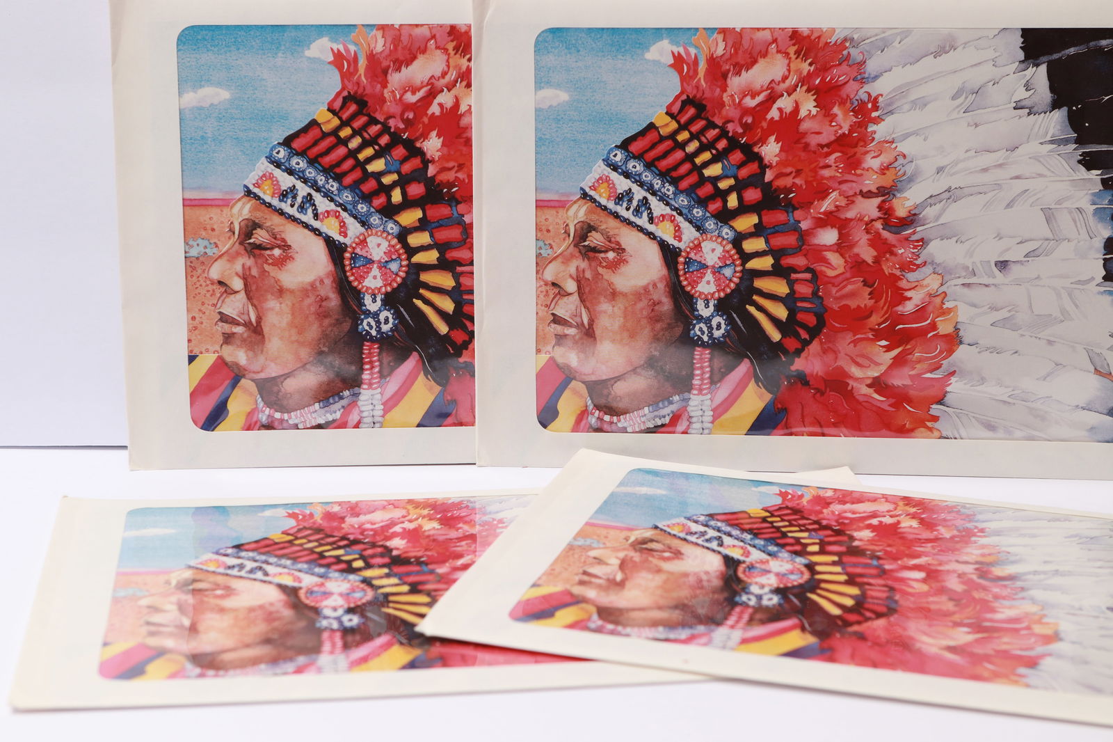 1990 Indian Headdresses Commemorative Stamp Panels (Set of 4) (1 of 11)