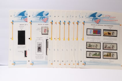 United States Commemorative Stamp Pages with Marginal Markings
