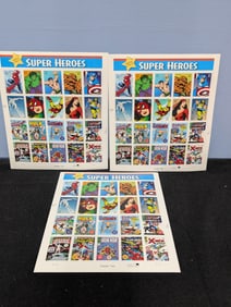 Three full sheets of Marvel Super Heroes 41 cent stamps.