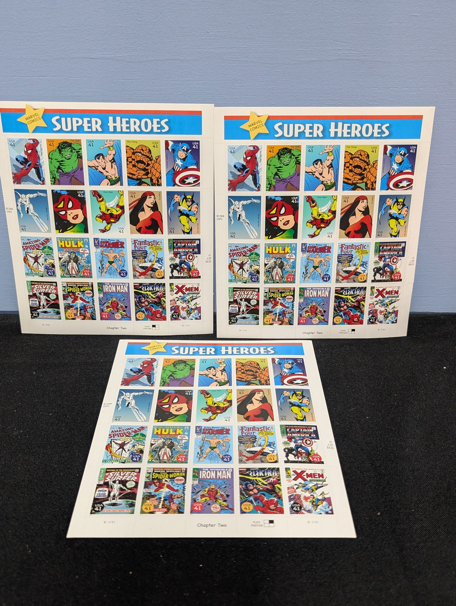 Three full sheets of Marvel Super Heroes 41 cent stamps. (1 of 4)