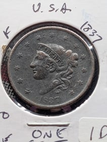 1837 Matron Head (Modified) Large Cent - 188 Years Old!