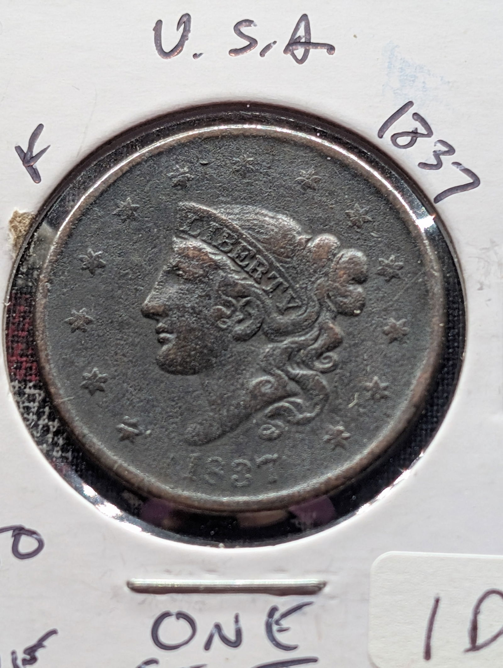1837 Matron Head (Modified) Large Cent - 188 Years Old! (1 of 3)