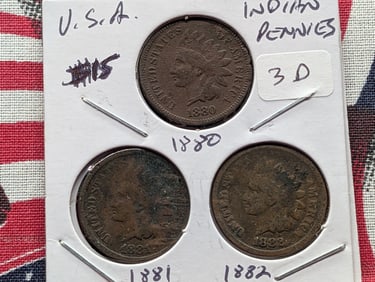 1880, 1881, & 1882 Indian Head Cents