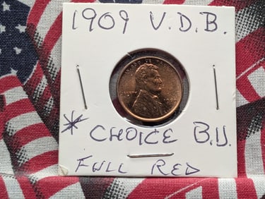 1909 VDB Lincoln Wheat Cent, BU FULL RED
