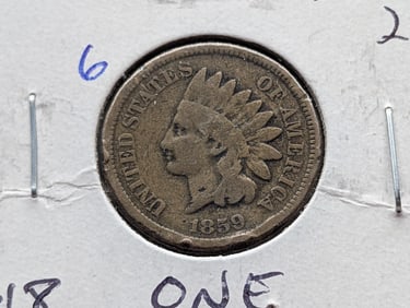 1859 CN Indian Head Cent - Pre Civil War! - First Year!