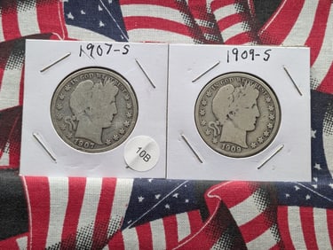 1907-S & 1909-S Barber Half Dollars