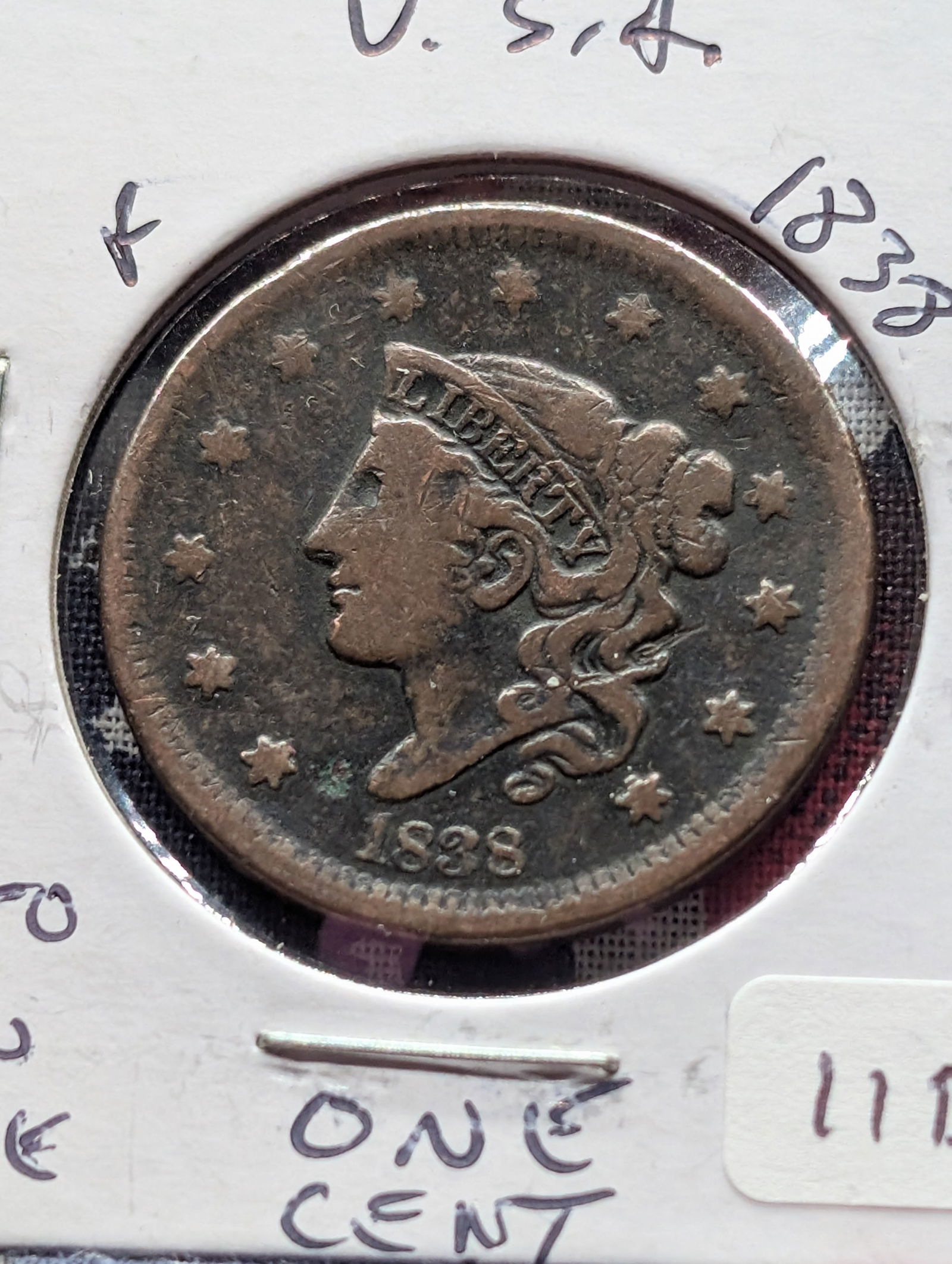 1838 Matron Head (Modified) Large Cent - 187 Years Old! (1 of 3)
