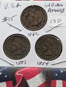 1882, 1883, & 1884 Indian Head Cents