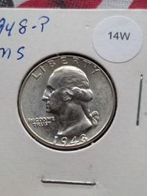 1948-P Washington Quarter - 90% Silver - MS