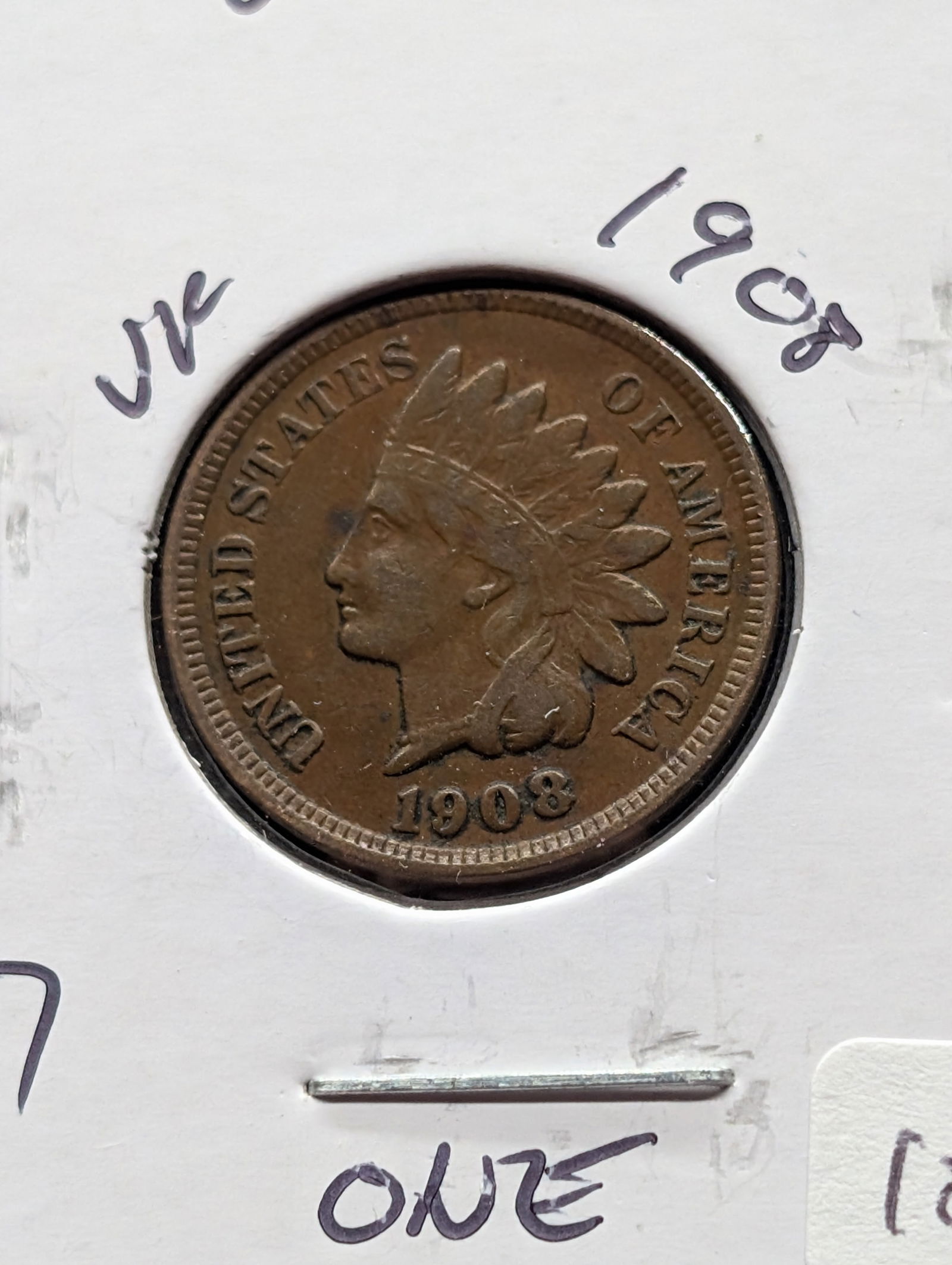 1908 Indian Head Cent - Strong Liberty w/ One Diamond (1 of 3)