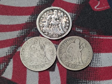 1889, 1853, & 1891-O Seated Liberty Dimes