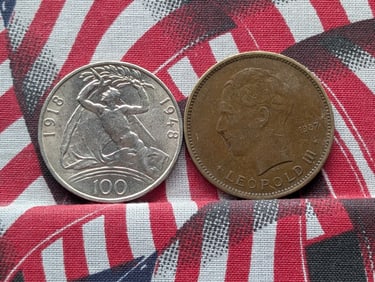 1948 Czechoslovakia 100 Korun & 1937 Belgian Congo 5 FR
