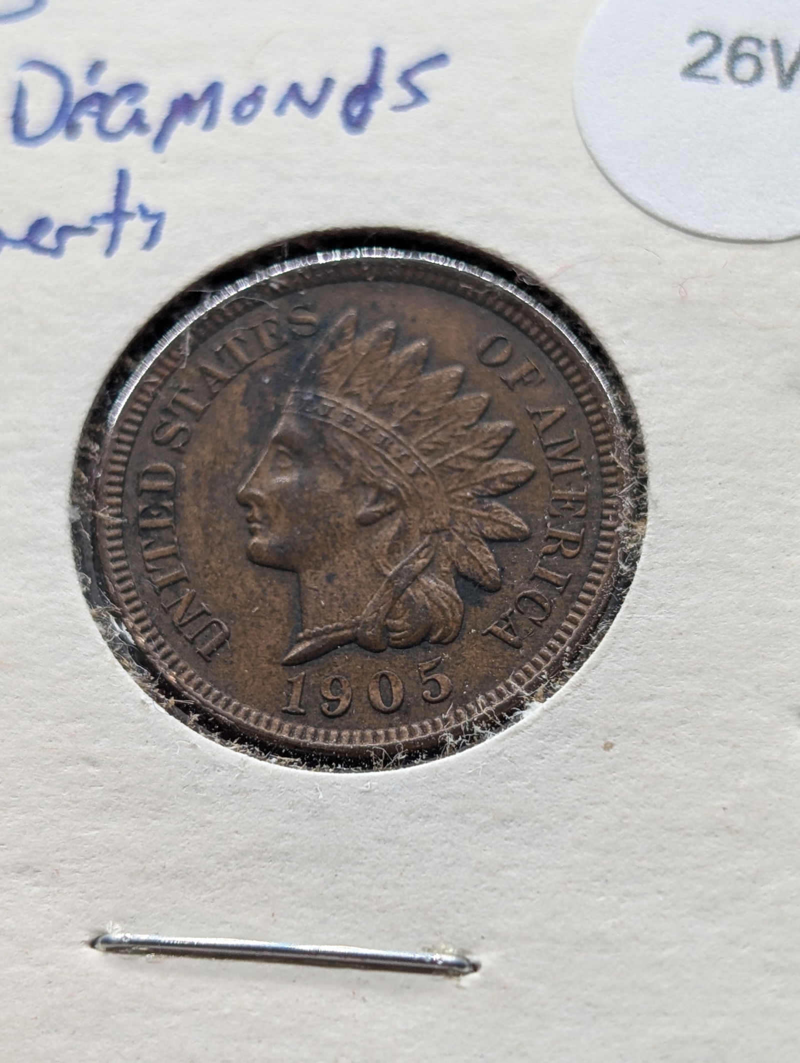 1905 Indian Head Cent w/Three 1/2 Diamonds & Full Liberty (1 of 3)