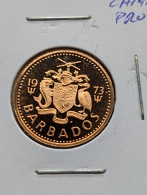 1973 Barbados Cent Cameo Proof