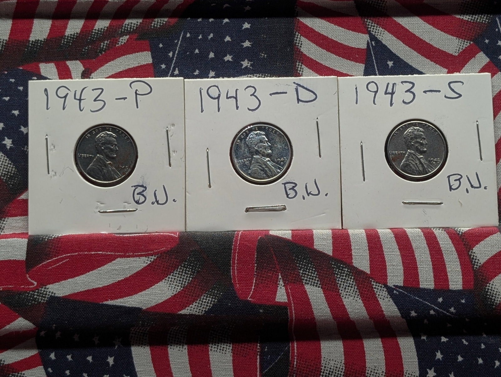 1943 P D & S Wartime Steel Lincoln Wheat Cents: 1943 P D & S Wartime Steel Lincoln Wheat Cents