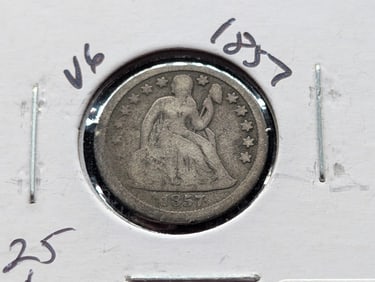 1857 Silver Seated Liberty Dime - 168 Years Old!