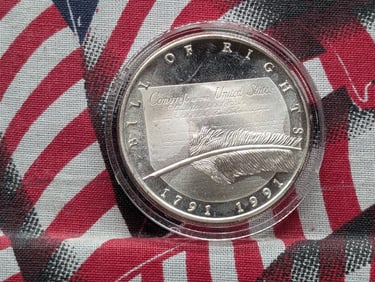 1991 Bill of Rights Silver Dollar - Commemorative Coin - One Troy Ounce .999 Fine Silver