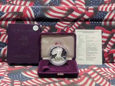 1987-S American Silver Eagle .999 Fine Silver One Troy Ounce in OGP W/COA