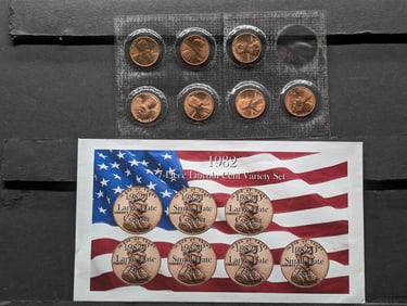 1982 P&D 7 Piece Lincoln Cent Variety Set In OGP