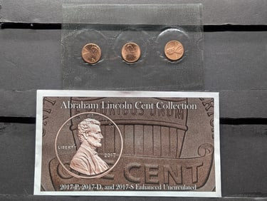 2017 P, D, & S Abraham Lincoln Cent Collection, Enhanced Uncirculated In OGP