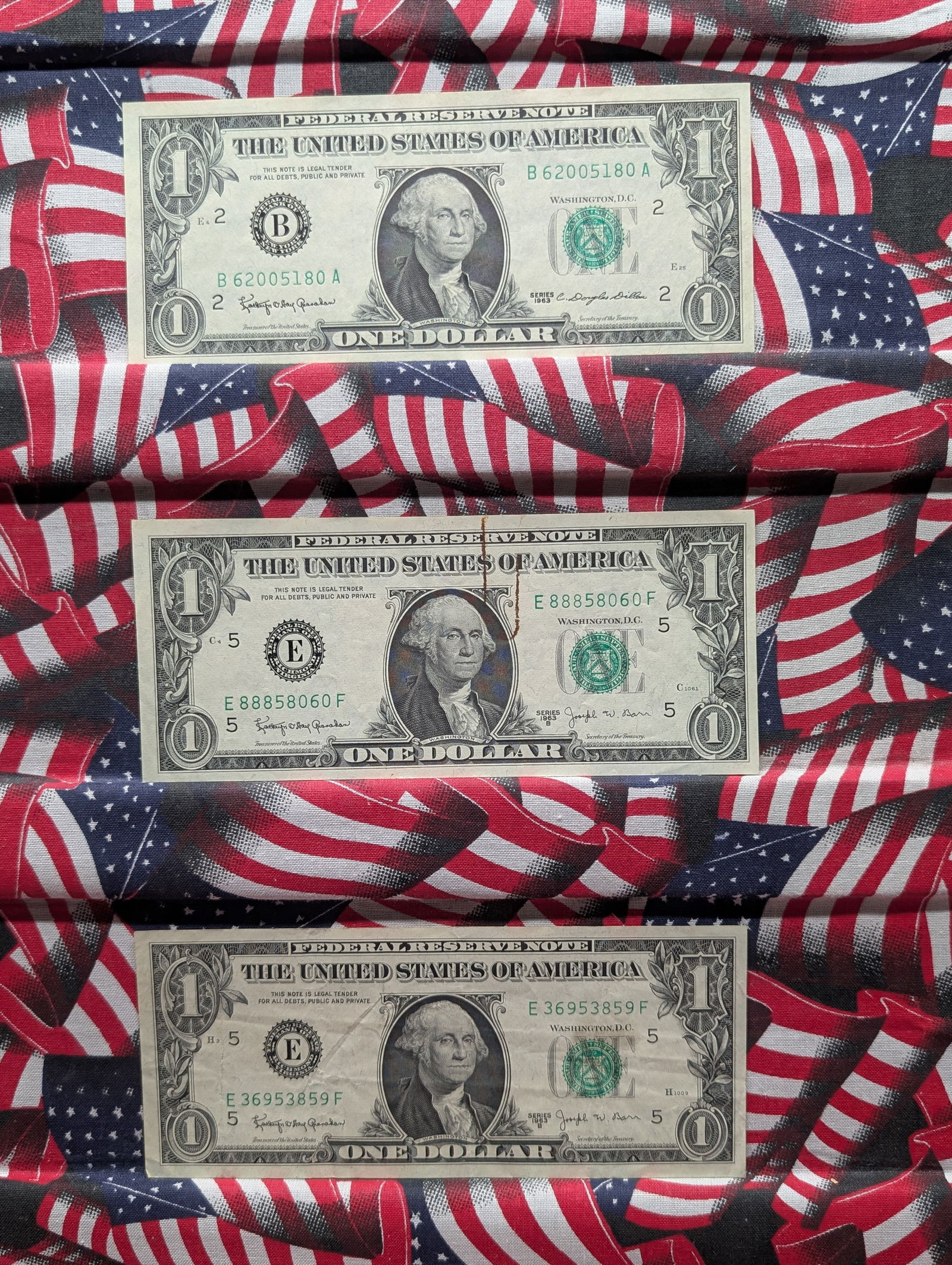 (1) 1963 & (2) 1963(B) $1 FRN's (1 of 8)