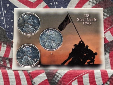 1943 P, D, & S Lincoln Steel Wheat Cents