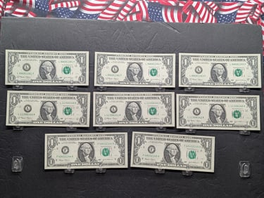 Lot of Eight (8) 2003 $1 FRN's - Three Set of Consecutive Serial Numbers - All Crisp
