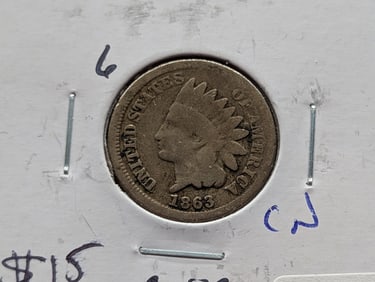 1863 CN Indian Head Cent - Civil War Era!