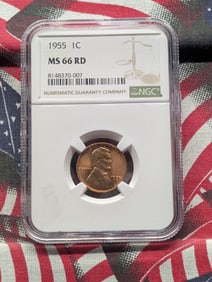 1955 Lincoln Wheat Cent Graded MS 66 RD By NGC