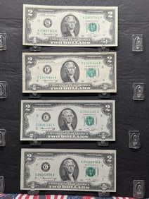 Lot of Four (4) 1976 $2 FRN - Crisp