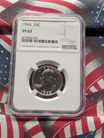1963 Washington Quarter, NGC PF 67, 90% Silver