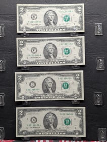 Lot of Four (4) 2013 $2 FRN - Two Are Crisp In Consecutive Order