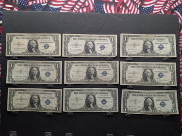 Lot of Nine (9) $1 1935-D Silver Certificates