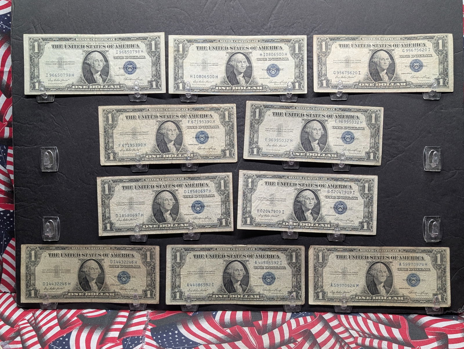 Lot of Ten (10) $1 1935-E Silver Certificates (1 of 5)