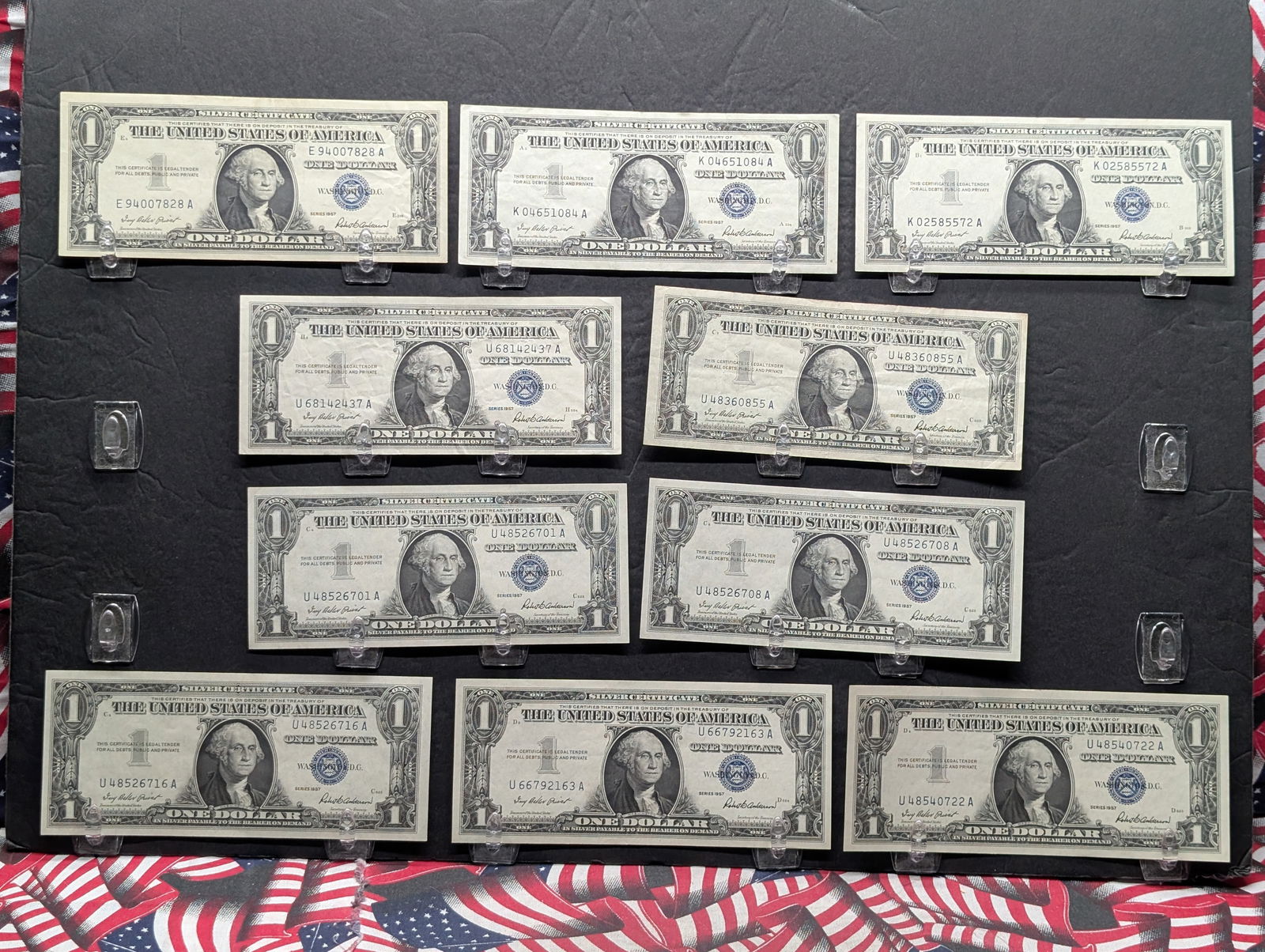 Lot of Ten (10) $1 1957 Silver Certificates (1 of 5)