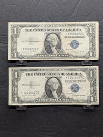 Lot of Two (2) $1 1935-G Silver Certificate Star Notes