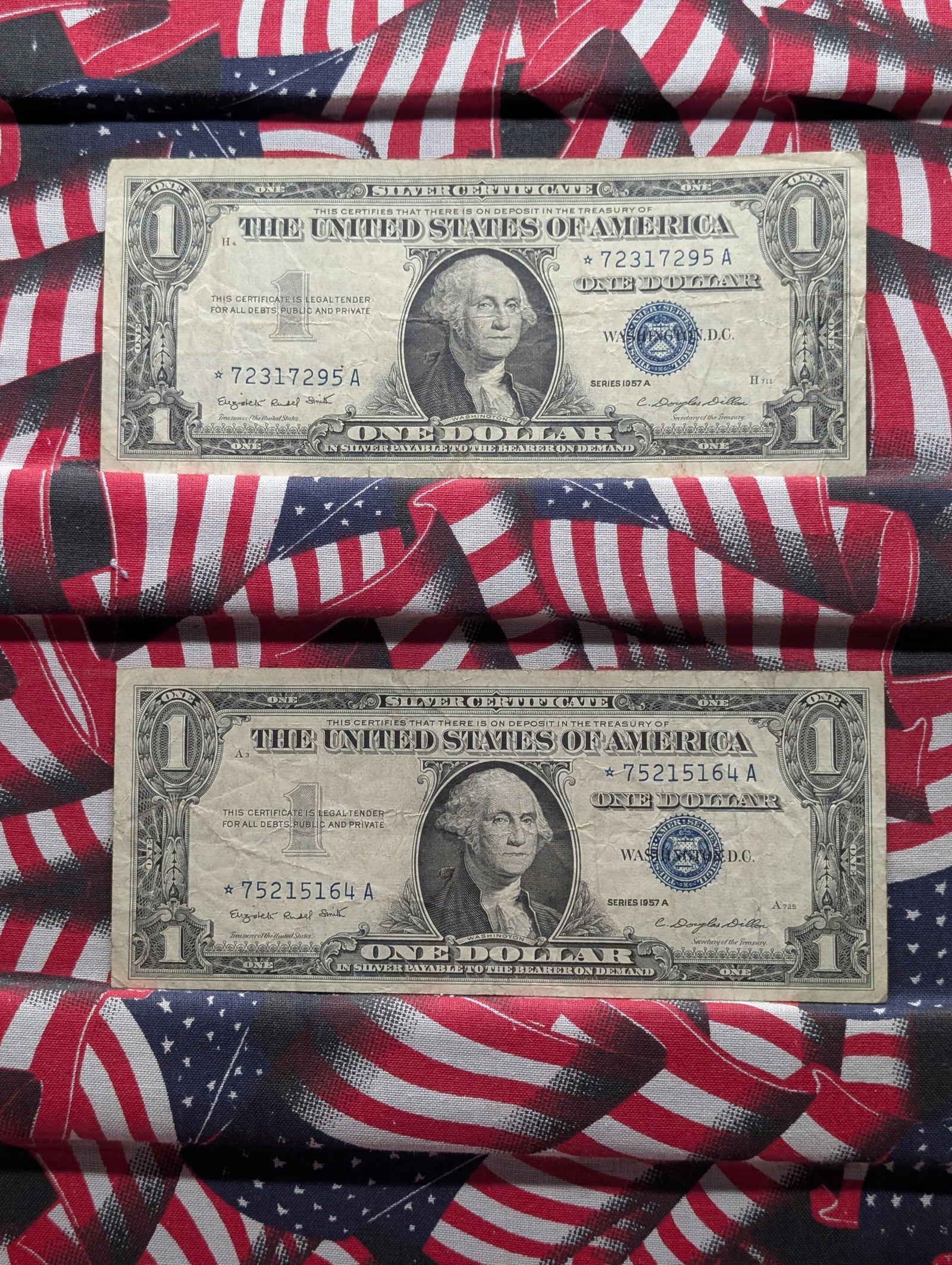 Lot of Two (2) $1 1957-A Silver Certificate Star Notes (1 of 6)