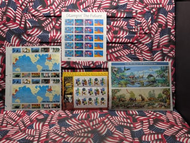 Folder w/Four Assorted Full Sheets US Postal Stamps All MOGNH