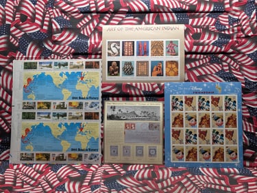 Folder w/Four Assorted Full Sheets US Postal Stamps All MOGNH