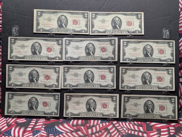 Lot of Eleven (11) 1953 $2 Legal Tender Notes