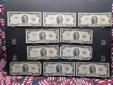 Lot of Ten (10) 1953-A $2 Legal Tender Notes