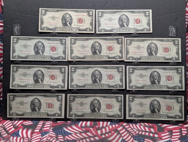 Lot of Eleven (11) 1953-A $2 Legal Tender Notes